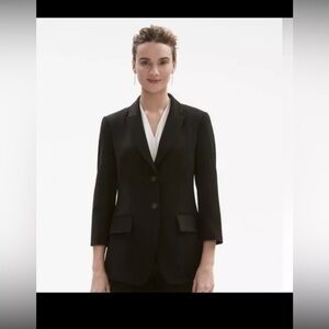 MM Lafluer Blazer Womens 0 Carson 2.0 Black Designer Two Button Lined Corpcore